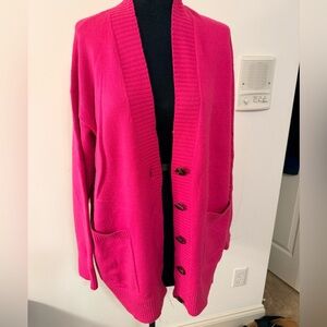 LOFT Fuchsia Button-Up Cardigan